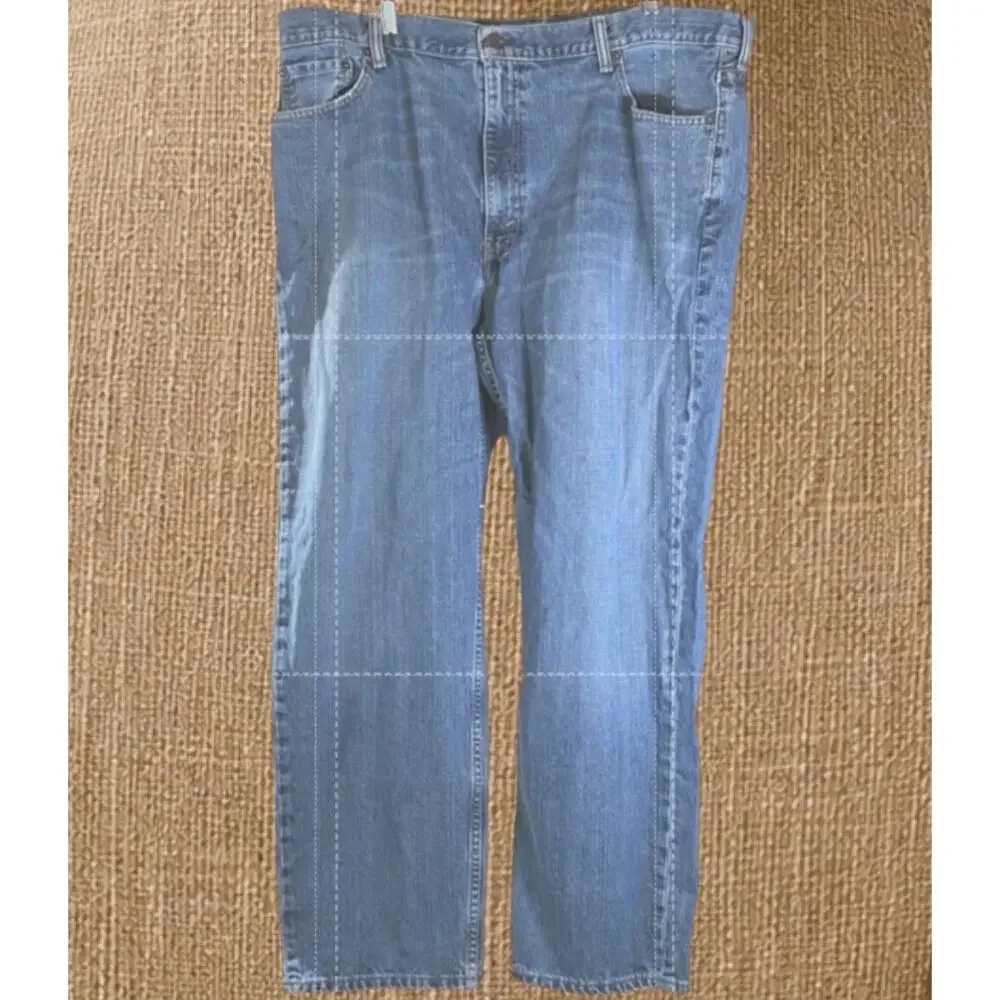 Levi Straight Relaxed Mens W44 L32 Distressed Garage Grunge Workwear Denim Jeans